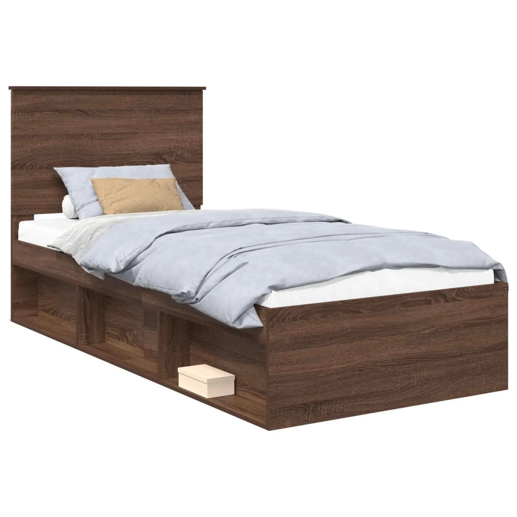 Struttura del letto Rovere Marrone 75 x 190 cm Pino massello