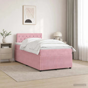 Letto box spring con materasso Rosa 120 x 200 cm Velluto 3453118