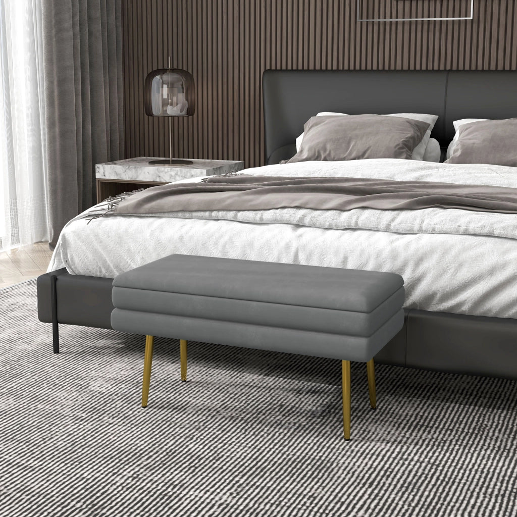 Divanetto con cassetti in metallo grigio scuro ¨C zephmum ¨C 79,5x37,5x43 cm