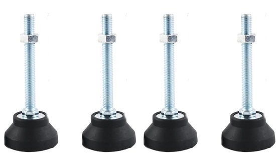 Set di supporti per mobili in acciaio - 4 pezzi - Regolabile fino a 50 mm - Capacità di carico 80 kg - Base rotonda con gomma d'assorbimento - Stabilità su pavimenti irregolari