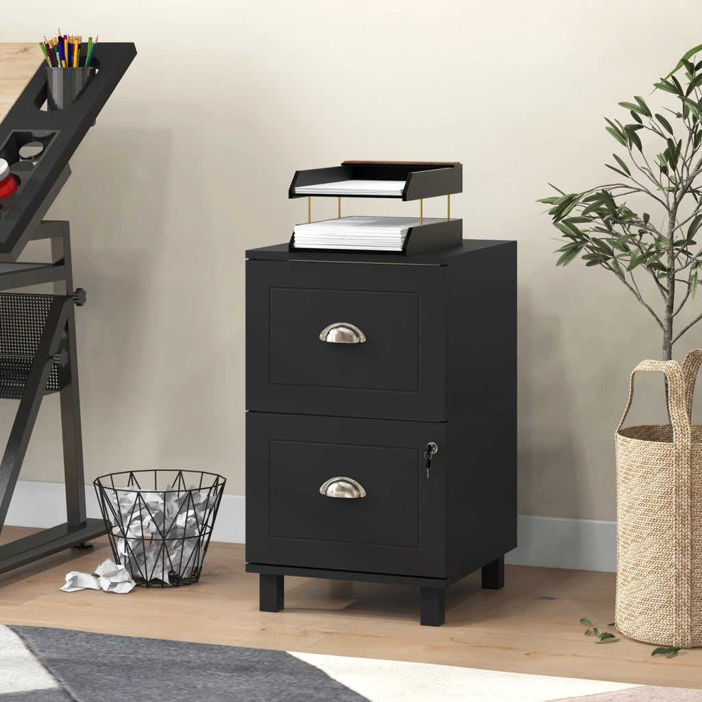 Cassettiera con 2 Cassetti ¨C zephmum ¨C Nero 40x41,5x67,5 cm
