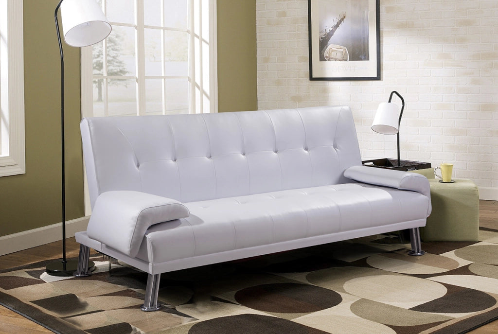 Divano letto reclinabile 3 posti ecopelle bianco Sicorage Crusy