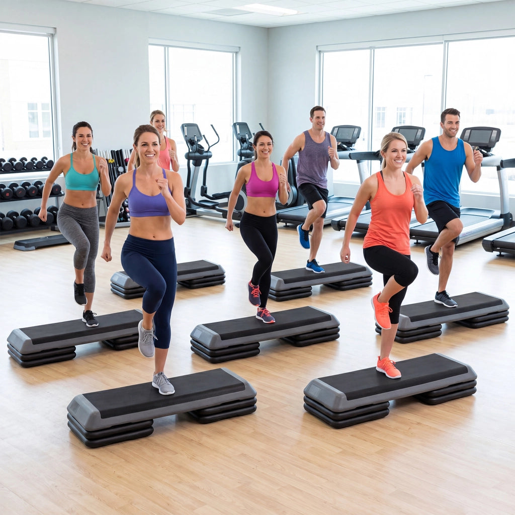 Step fitness da aerobica con 4 blocchi altezza regolabile, Pedana in plastica antiscivolo per casa palestra e ufficio Grigio