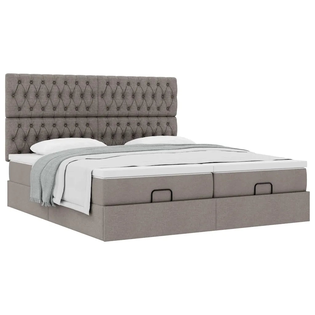 Struttura Letto Pouf con Materassi Tortora 160x200cm in Tessuto 3313710