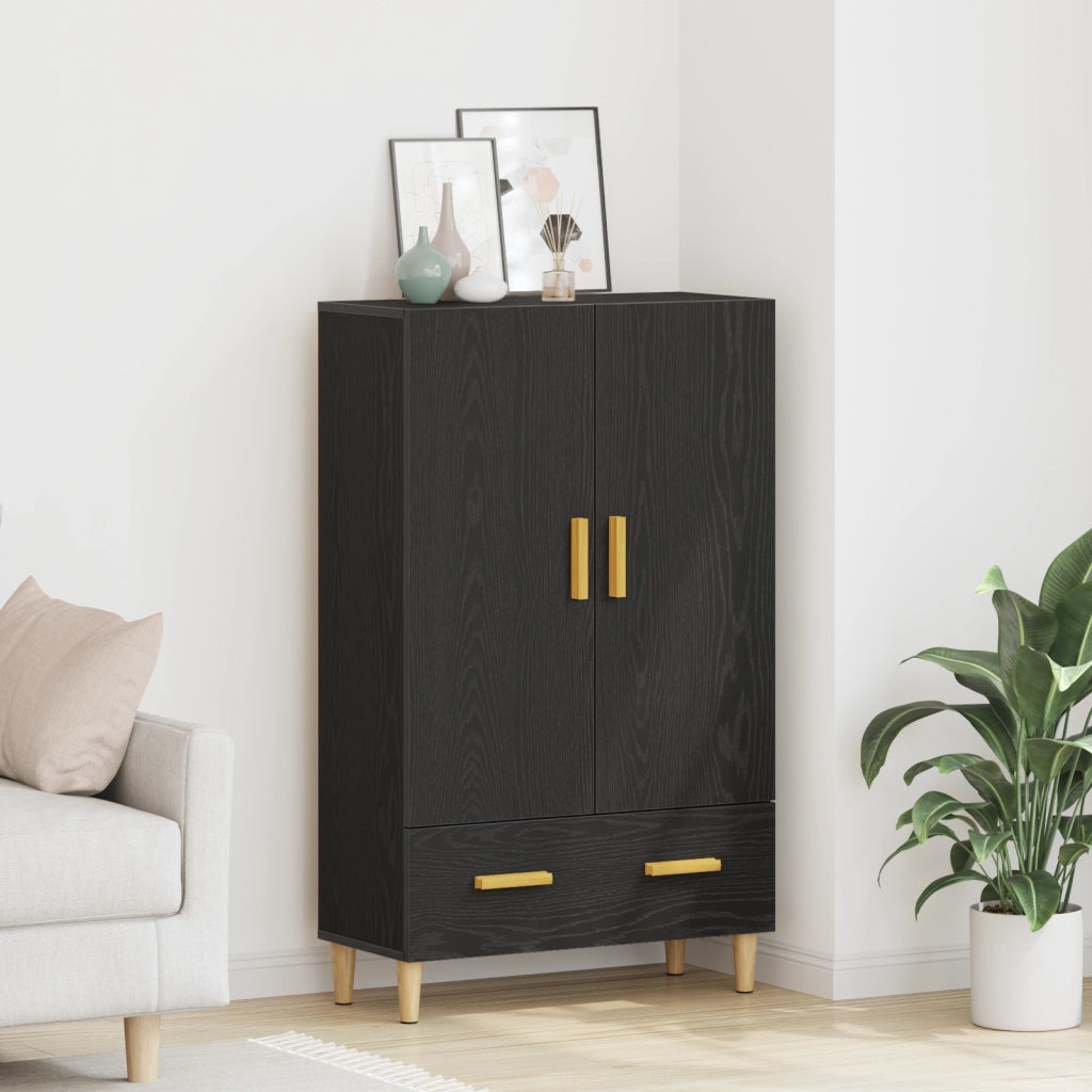Highboard in Rovere Nero, 70x31x115 cm, Realizzato in Legno Ingegnerizzato