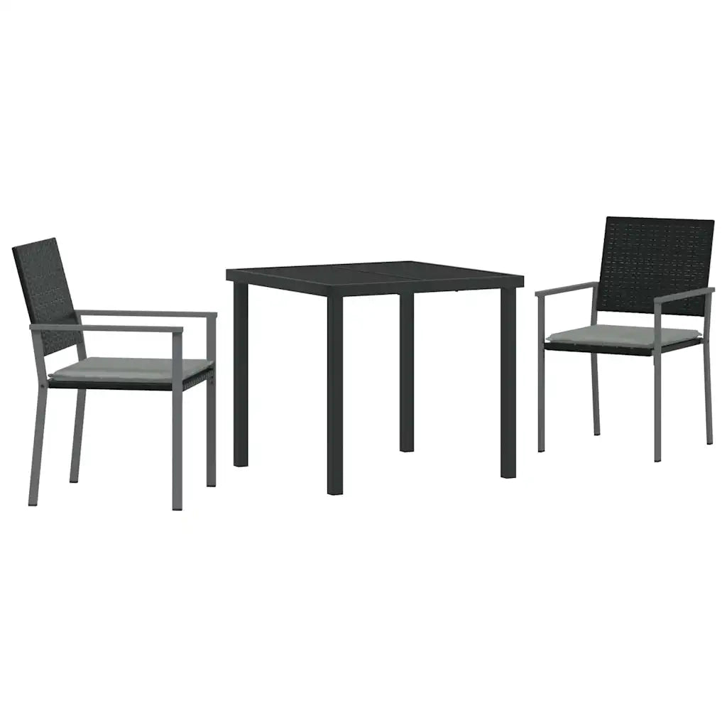 Set da Pranzo per Giardino 3 pcs Nero e Grigio Chiaro