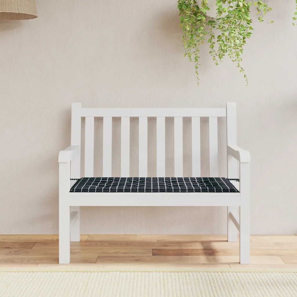 Cuscino Panca Giardino-Cuscini per panchina da esterno a Quadri Nero 120x50x4cm Tessuto Oxford