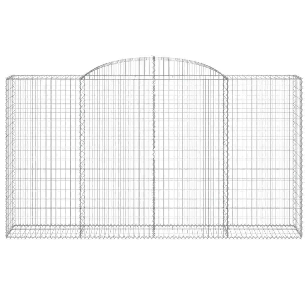 Cestini gabbioni recinzione a gabbia muro di contenimento ad arco 5 pezzi 300 x 50 x 160/180 cm ferro zincato argento 02_0040914
