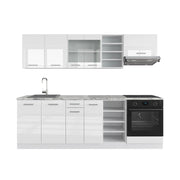 Cucina componibile R-Line Bianco lucido/Bianco 240 cm senza piano di lavoro Vicco