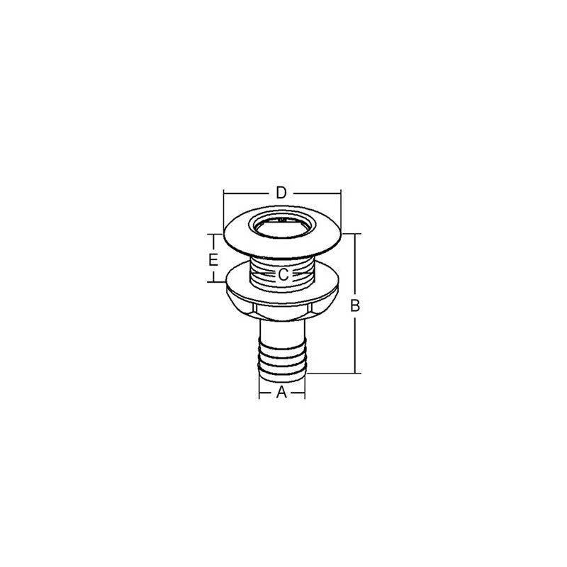 SCARICO A MARE C/PORTAG. 3/8X15 THROUGH HULL 3/8