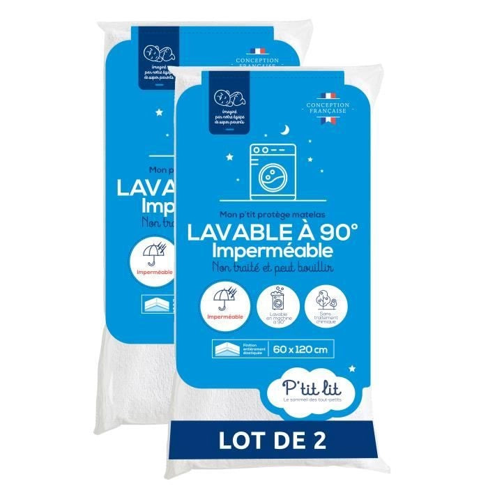 Set 2 Coprimaterassi Baby - 60x120 cm - Coprimaterasso Impermeabile e Micro Traspirante - Lavabile a 90C - Morbido e Silenzioso