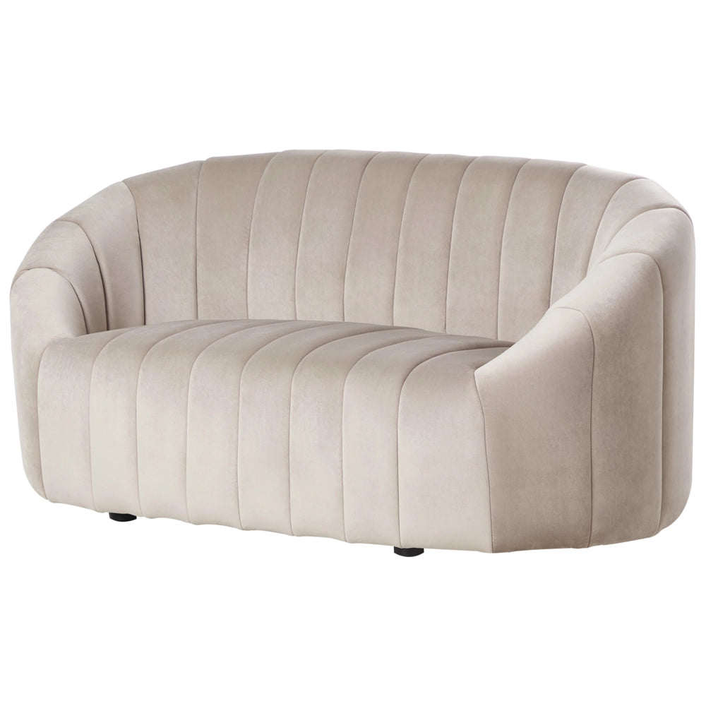 Divano in velluto a 2 posti con sedile imbottito e schienale basso Beige Design contemporaneo e retrò