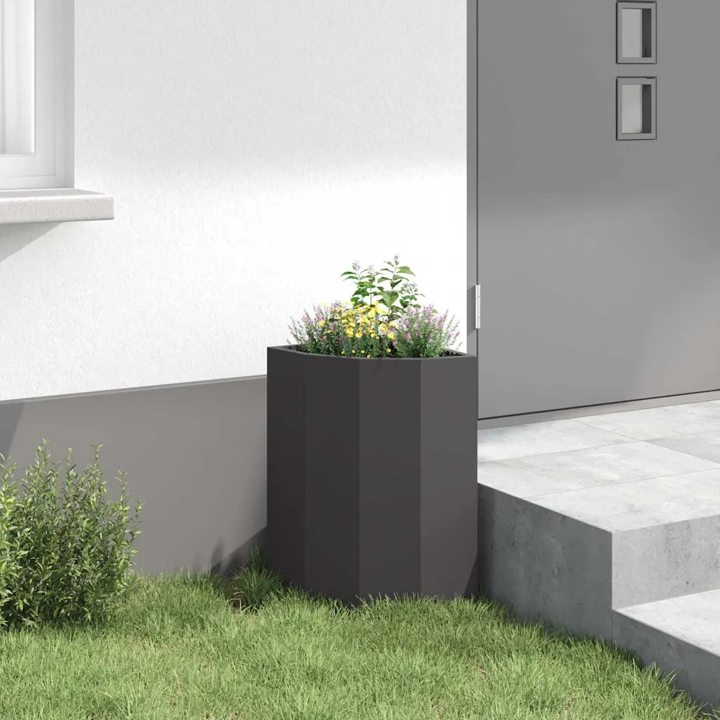 Fioriere | Cassetta per fiori | Vaso d'angolo Nero 30 x 30 x 50 cm Acciaio