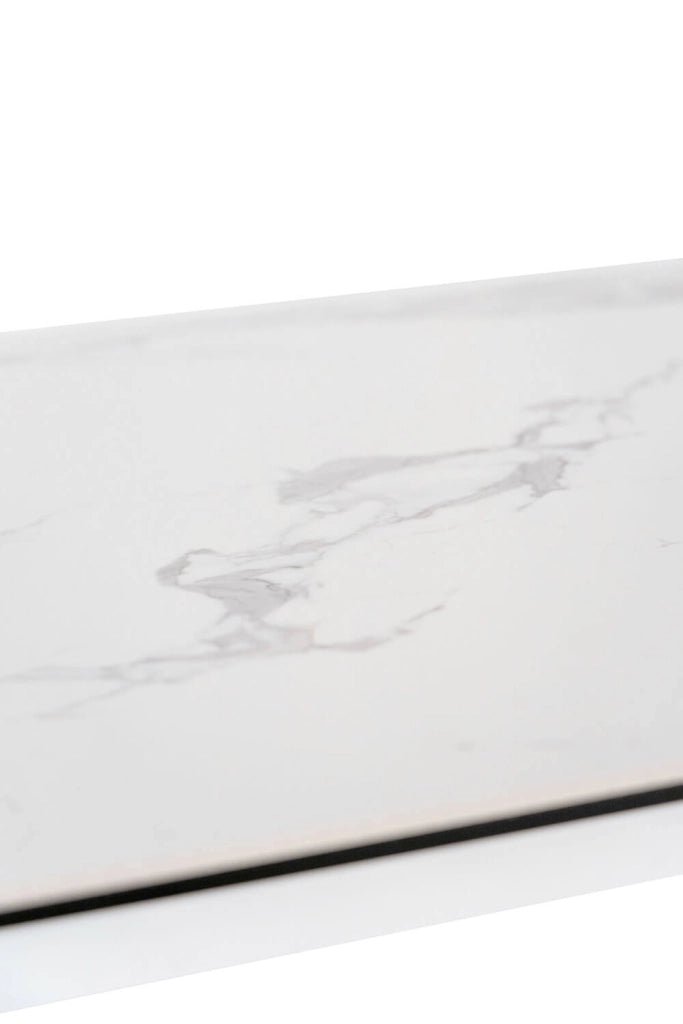 Tavolo Allungabile 140/170/200x90x76 cm in Metallo con Top in Ceramica su Vetro Bianco