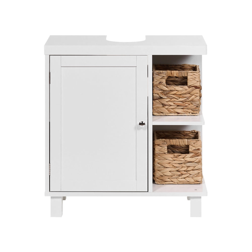 Mobile da bagno da appoggio in MDF con ripiani, bianco stile tradizionale