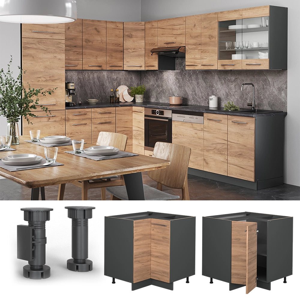 Vicco Mobile ad angolo cucina Quercia dorata 80.5 cm , PL Marmo