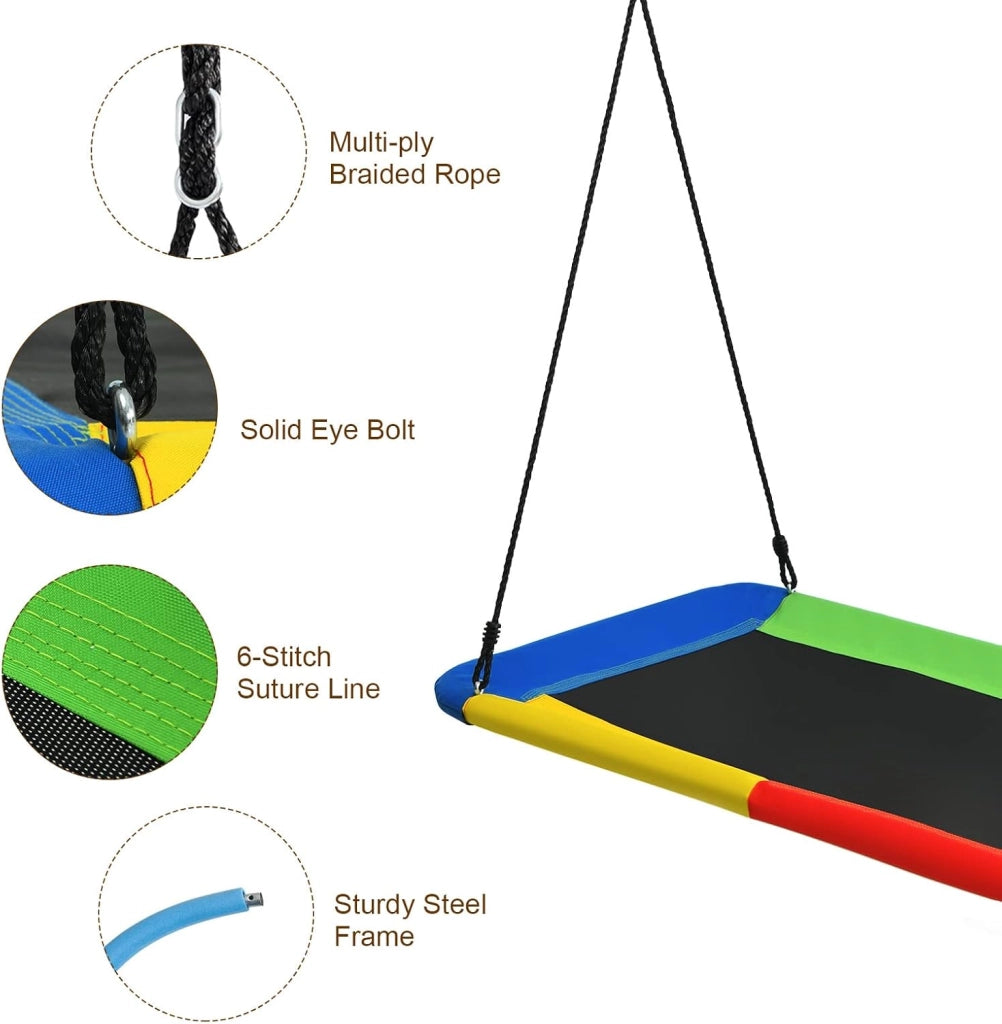 Altalena Regolabile in Altezza, per Bambini e Adulti, Altalena da Giardino fino a 150 kg, Altalena Sospesa per Interni ed Esterni, 150 x 80 cm (L x P) (Multicolore)