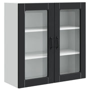 Pensile da cucina | Mobile in vetro da parete PORTO Nero 80 x 31 x 80 cm