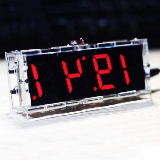 Orologio digitale LED a 4 cifre - orologio elettronico - allarme/timer - rosso.