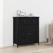 Mobile Nero Rovere 70x30x80 cm Legno ingegnerizzato e Acciaio