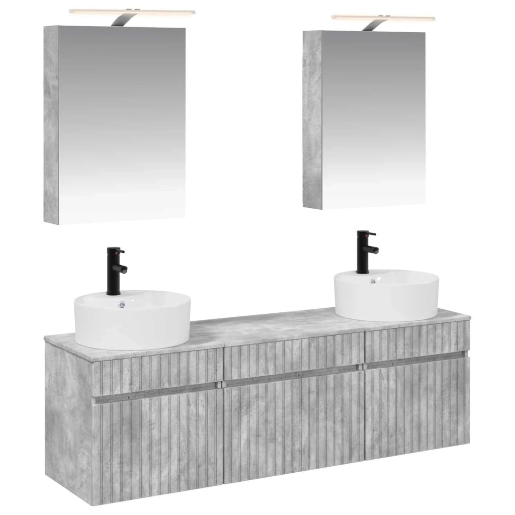 Set di Armadi da Bagno 5 pcs Grigio Cemento 50 x 14,5 x 70 cm 3406594