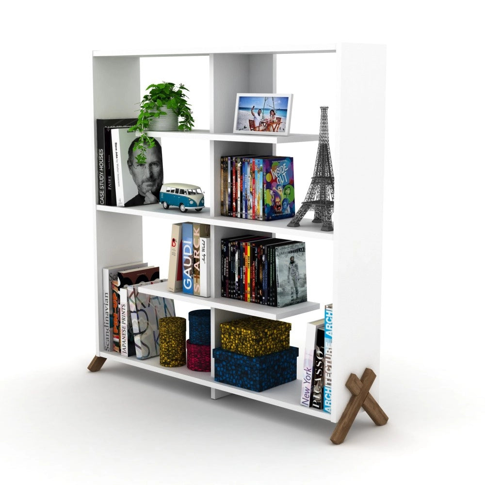 Libreria Kipp con piedini a croce 113x28x117h colore bianco