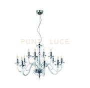LAMPADARIO BACH 12 LUCI CRISTALLO E FINITURA CROMO ATTACCO E14