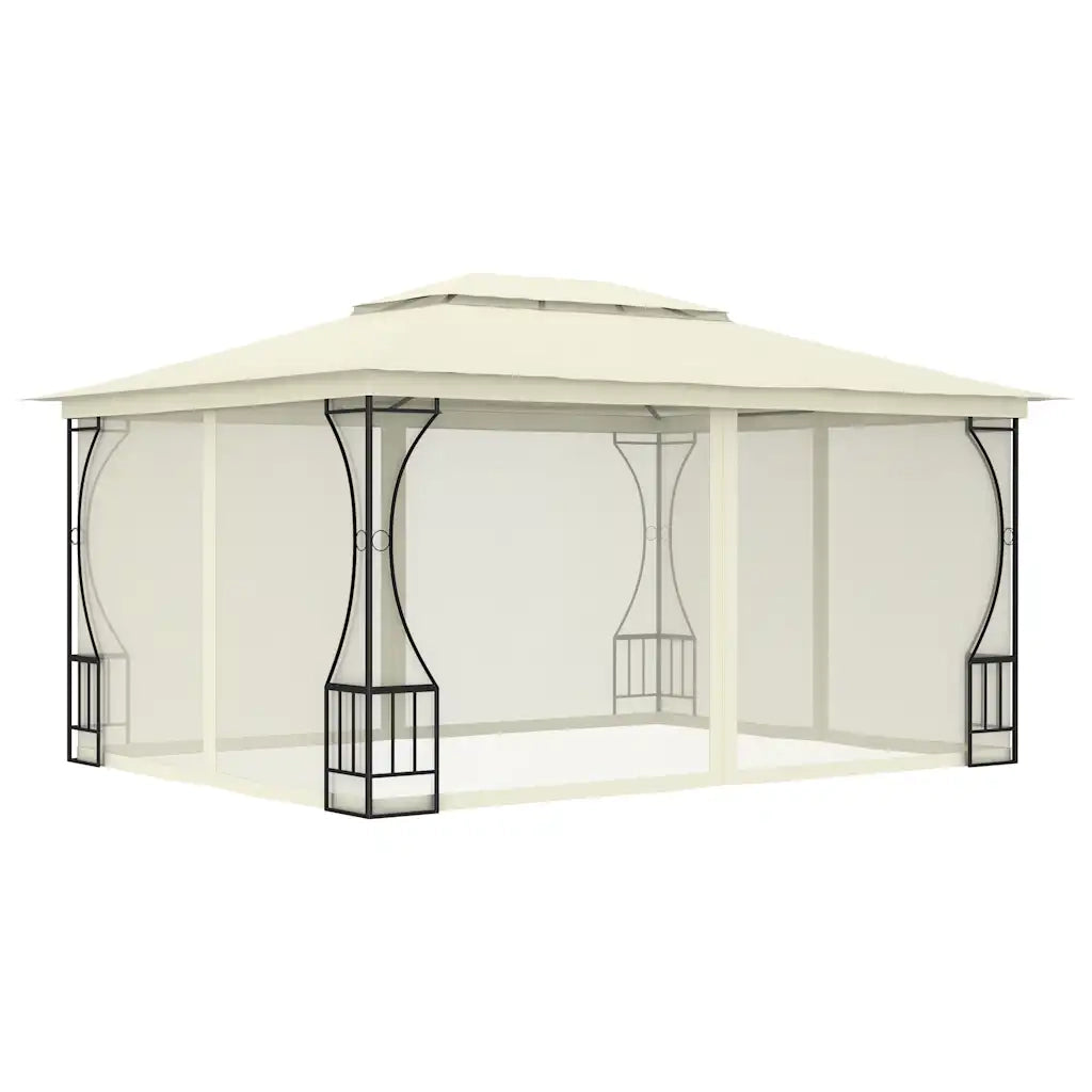 Gazebo con Rete 300x400x265 cm Crema 48596