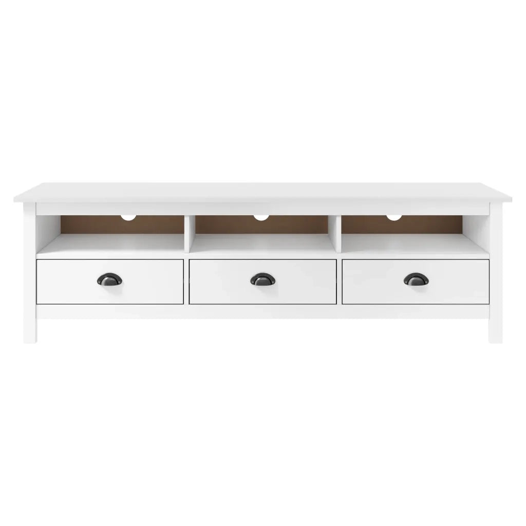 Mobile Porta TV Hill Bianco 158x40x47 cm in Legno di Pino 288928