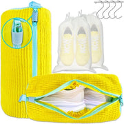 Sacco per scarpe XXL da lavatrice - 2-pack, sacchi per scarpe riutilizzabili, 360° pulizia all-around per scarpe da ginnastica, bambini, inclusi 2 sacchi impermeabili, 4 ganci (gialli)