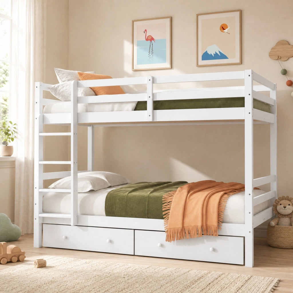 Letto a castello 140 x 200 cm bianco in pino e MDF