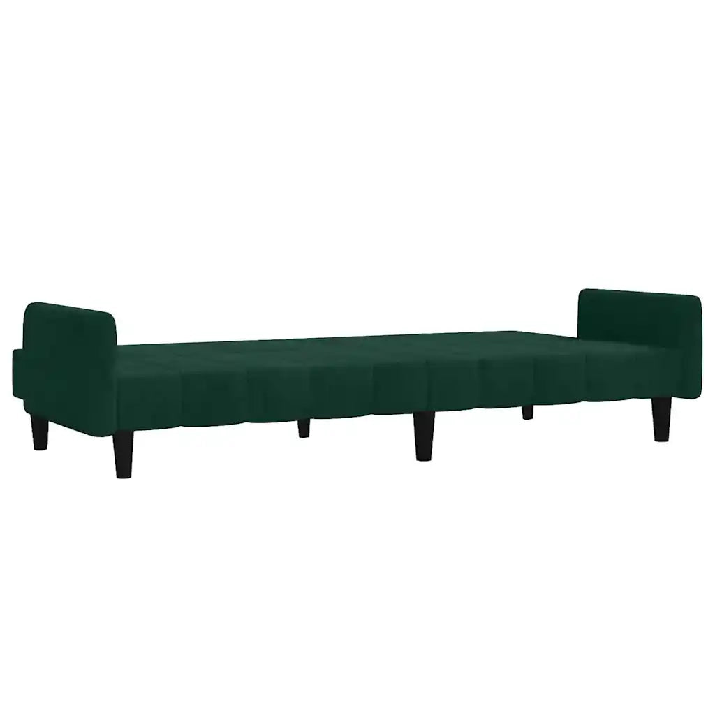 Divano Letto a 2 Posti Verde Scuro in Velluto 375776