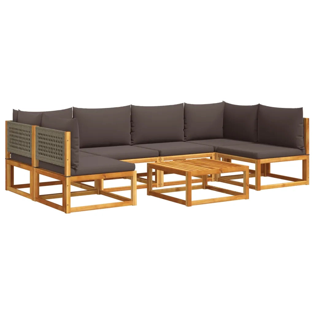 Set di divani da giardino 7 pezzi con cuscini in legno di acacia e rattan