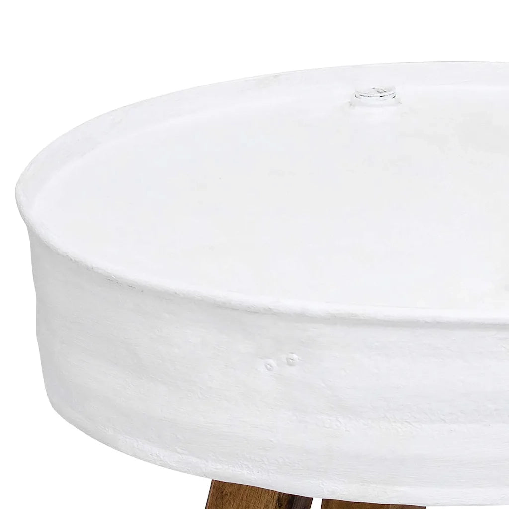 Tavolino da Caffè in Legno Massello Recuperato 60x45 cm Bianco 244820