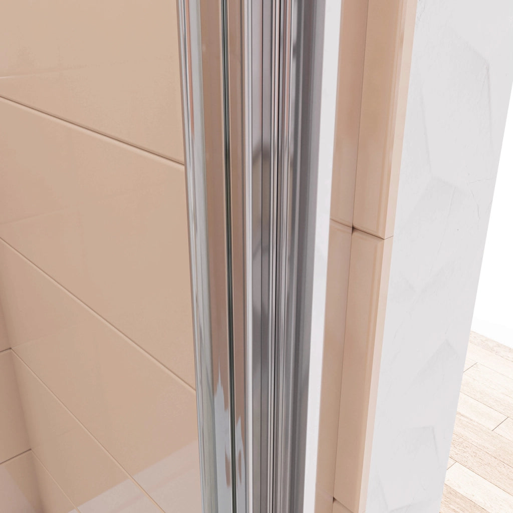 195 cm Box Doccia per Nicchia Porta Scorrevole ad Ante Sovrapposte Vetro Temperato 6 mm Trasparente Anticalcare Profili Cromati Lucidi 140 cm