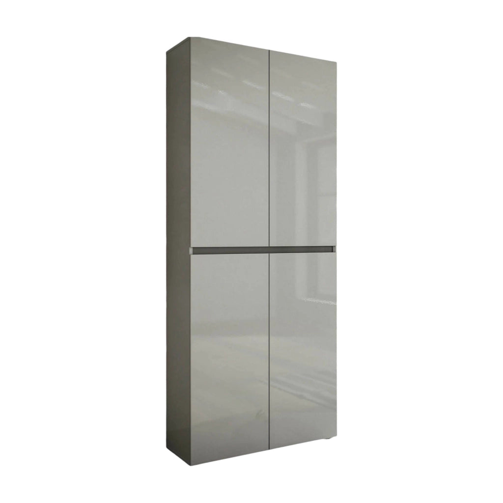Scarpiera Antaleone, Mobile portascarpe, Armadio da ingresso multiuso, Mobiletto per calzature, Made in Italy, 80x34h200 cm, Grigio