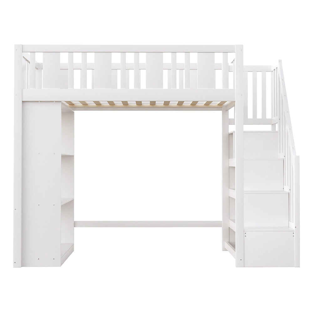 Letto a soppalco - Xylo - 90x200 cm scala contenitore bianco