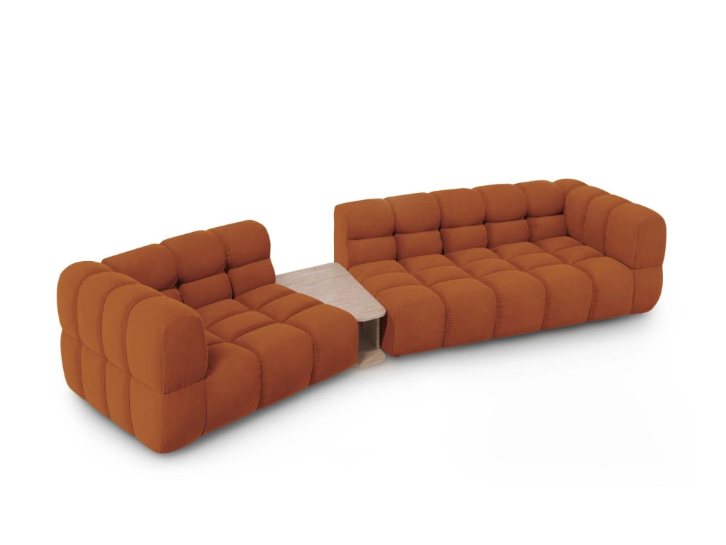 Cosmopolitan Design - Divano modulare sinistro "Sky" 3 posti in velluto terracotta 