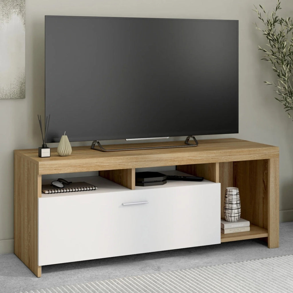 IDMarket - Porta TV armadio in legno e bianco MALO