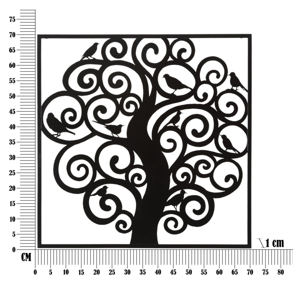 Decorazione in Metallo Albero 2, Nero, Metallo, 70x1x70 cm