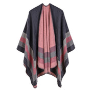 Sciarpa calda da donna a righe, piccola e quadrata, in cashmere e acrilico.