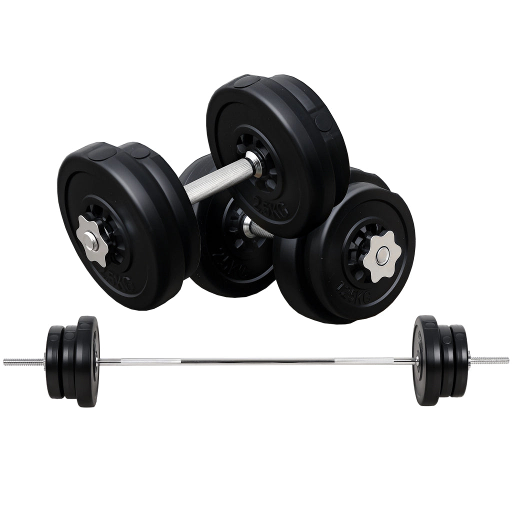 Set di Pesi 55 kg con Mancuernas e Barra ¨C zephmum ¨C Nero, Ajustable, 170 cm