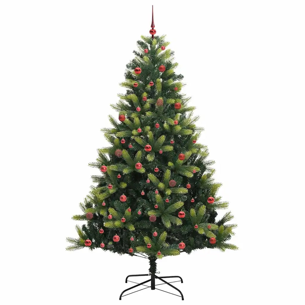 Albero di Natale Artificiale a Cerniera-Albero Natalizio con 300 LED 210 cm 265605