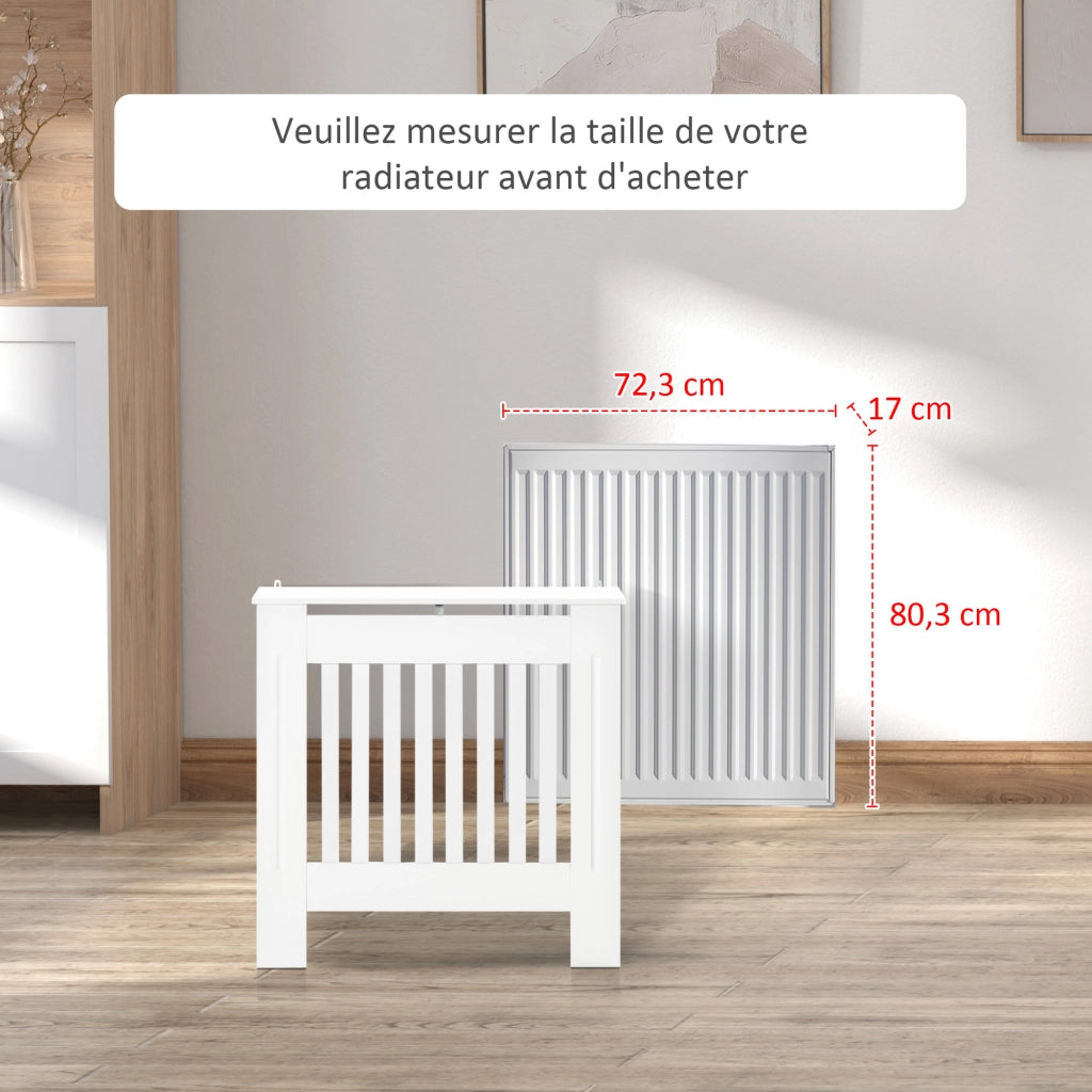 Copriradiatore in legno con griglia a doghe verticale ¨C zephmum ¨C Bianco 78x19x81 cm
