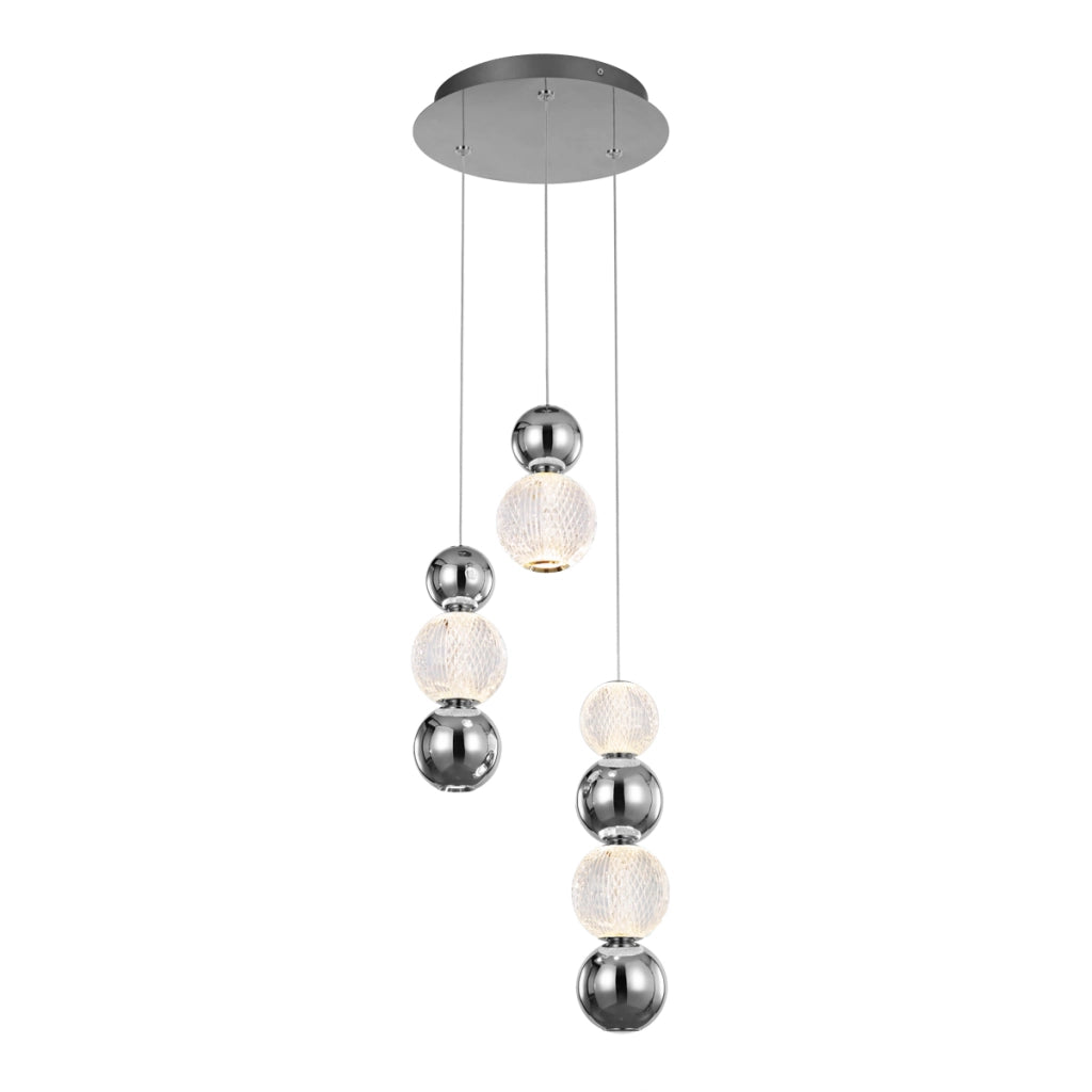 Lampadario cromato 7 sfere LED 21W 3000K Oter Italux