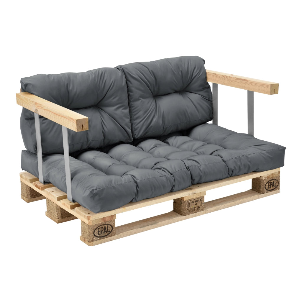 [en.casa] Cuscini per paletta euro-sofá tavolozze - set di 3 - cuscino seduta + cuscino schienale [grigio chiaro] Divano