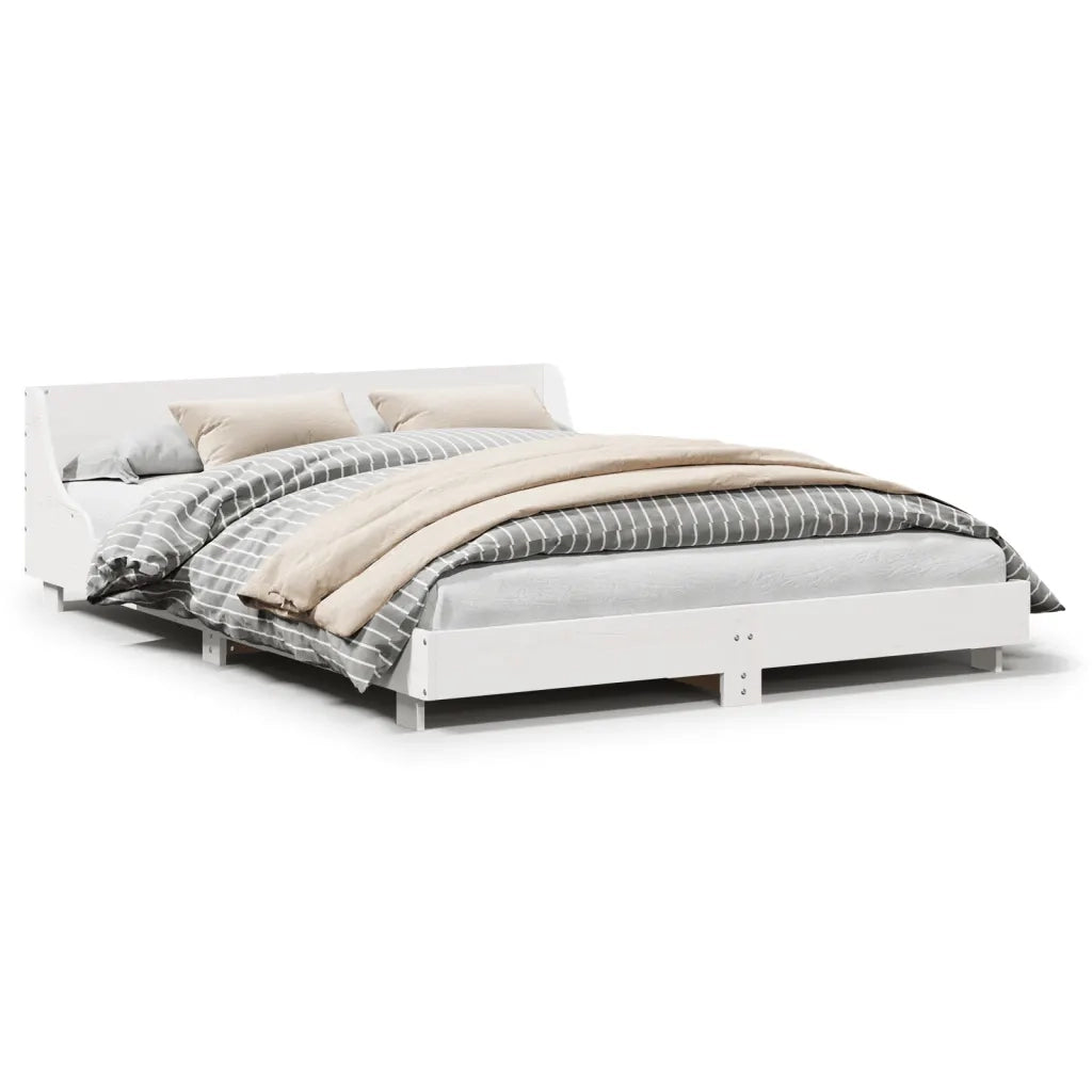 Letto senza Materasso-Struttura Letto Bianco 140x190 cm Legno Massello di Pino 821416