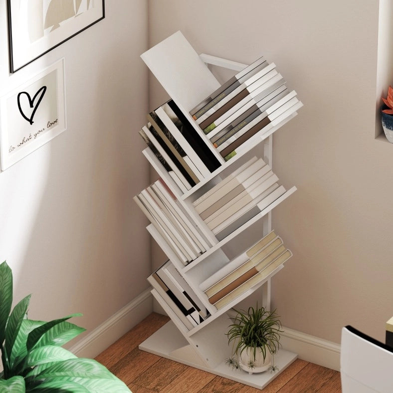 Libreria ad albero bianca a 7 ripiani, 50 x 24 x 109 cm