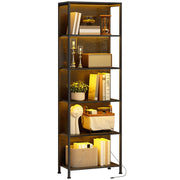 Libreria Scaffale 5 Livelli con Luci LED ¨C Zephmum ¨C Nero 60x30x179 cm