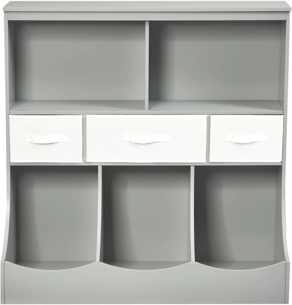 Libreria Contenitore per Bambini, con Ripiani e Cassetti, per Camera dei Bambini, 93 x 40 x 94 cm (Grigio)